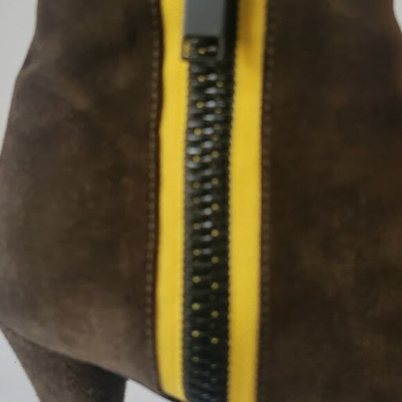 Veronica Beard Suede Side Zip Ankle Bootie with Contrast Trim - Picture 7 of 12